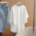 Women's White Short Sleeved Shirt Slimming V Neck French Chic Loose Fit New Summer 2026 Style Top_ecoleips.com