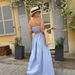 French Style High-Waist Maxi Dress With Stripe Print - Backless Flowy Summer Dress For Beach Vacation And Evening Parties_ecoleips.com