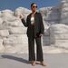 Women's Clothing Fashion Spring Style Temperament Plus Size Women's Long Sleeved Cardigan Two Piece Casual Solid Color Suit_ecoleips.com