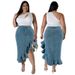 Women's Clothing Large Size Denim Fitted Long Skirt_ecoleips.com