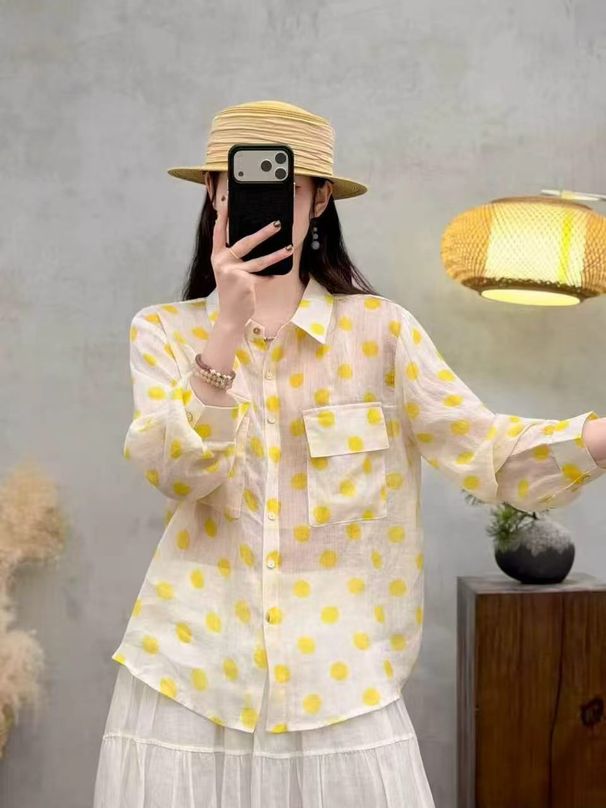 Korean-style Fashionable Polka Dot For Women, 2026 Summer New Versatile Casual Chic Shirt_ecoleips.com