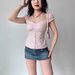 Women's Bubble Sleeve Shirt Top Versatile Slim-fitting Temperament Elegant Short Sleeve Lining_ecoleips.com