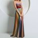 Women's Elegant Fashion Dress Spring 2026 Waist Cinching Pleated Printed Long Skirt Casual American Style For Summer_ecoleips.com