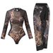 Women's Retro Long Sleeve One Piece Swimsuit With Cover Up Skirt Sun Protection European American Style Summer Swimwear_ecoleips.com