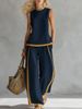 Women's Clothing Women's Summer Casual Fashion Sleeveless Color Block Wide Leg Pants Set Style Trendy Two Piece_ecoleips.com