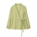 Women's Clothing Women's Fashion Set - Tie Up Ruffle Long Sleeved Shirt And Solid Color Simple Skirt For Formal & Casual_ecoleips.com