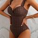 Women's Fashionable Printed One Piece Swimsuit Ruffled V Neck Double Shoulder Straps Beach Vacation Swimwear_ecoleips.com