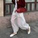 Women's Clothing Loose Fitting Drawstring Cuff Casual Trousers Semi Sheer Fashion Autumn Style For Commuting_ecoleips.com