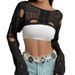 Women's Clothing Hook Flower Hollow Hole Design Knitted Cardigan Short Sweater_ecoleips.com
