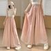 Suitable For All Seasons National Style Cotton Linen New Elastic High Waist Draped Casual Design Sense Niche Long Elegant Flowing Pants Skirt For_ecoleips.com