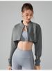 K New American Style Collared Half Cut Sweatshirt With Exposed Navel, Women's Zipper Small Cardigan Short Jacket, Tennis Long Sleeved Sports Top_ecoleips.com