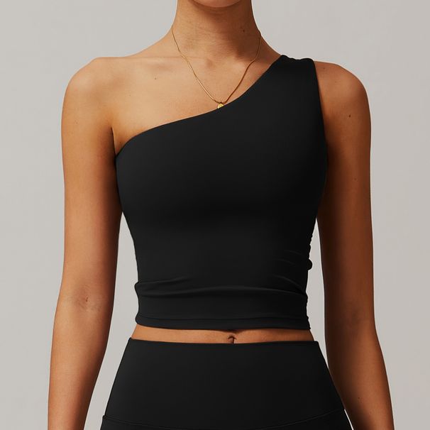 Women's Clothing Cloud Sense Oblique One Shoulder Waist Yoga Vest Quick Drying Sports Shaping Underwear Running Fitness Vest Female_ecoleips.com