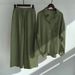 Women's Clothing Women's Retro High Waisted Loose Pants Set Plus Size Shirt Casual 2 Piece Outfit Trousers Long Sleeve For Formal & Casual_ecoleips.com