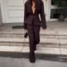 Women's Deep V-Neck Tailored Blazer & Pants Set – Slim-Fit Long Sleeve Office Suit With Waist-Cinching Design_ecoleips.com