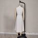 Women's Clothing Summer And Autumn New Solid Color Sleeveless Belt Pearl Buckle Slim Slit Commuter Dress_ecoleips.com