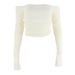Sexy Off Shoulder Mesh Top, 2025 Autumn New Item, Sweet One Necked Pleated Trumpet Long Sleeved T-shirt For Women_ecoleips.com