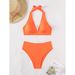 European And American Women's Sexy Bikini Two-Piece Backless Swimsuit with Ribbon_ecoleips.com