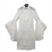 Women's Clothing Lace Embroidery Trumpet Sleeve Dress Slim Banquet Evening Dress_ecoleips.com
