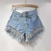 2023 Summer New Pink Denim Shorts For Women With Heavy Rhinestone Design, High Waist, Slimming, Trendy A-line Hot Pants_ecoleips.com