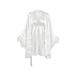 Autumn Satin New Feather Splicing Loose Strap Nightdress Robe Two-Piece Set European And American Cross-Border_ecoleips.com