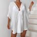 Women's Clothing Chest Ring V Neck Loose One Size Beach Blouse Irregular Seaside Holiday Sun Protection Skirt_ecoleips.com
