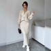 Women's 2-Piece Casual Long Sleeve Sweater & Skirt Set - Soft V-Neck Knit Cardigan & Flowy Skirt Combo,Solid Color Outfit (S/M/L)_ecoleips.com