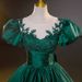 Women's Clothing Emerald Green V-Neck Ball Gown With 3D Floral Appliques – Elegant Polyester Evening Dress For Galas, Vocal Recitals & Corporate_ecoleips.com
