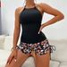 Women’S Tankini Swimsuit Set – High-Waisted Bikini Bottoms & Halter Neck Top – Floral Print – S-Xxl – Modest Swimwear For Beach & Pool_ecoleips.com