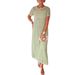 Women's Boho Lace-Up Hollow-Out Mesh Dress Set – Round Neck 5/7 Sleeve Two-Piece Flowy Maxi Dress – Loose Fit Casual Elegance_ecoleips.com