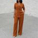 Women's Belted Wide Leg Pants Suit European American Style Spring New Commuter Office Clothing Set_ecoleips.com