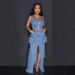 Women's Clothing New Fashion Sexy Zipper Suspender Top Slit Long Skirt Pocket Workwear Denim Suit_ecoleips.com