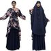 Fashion Floral Two-Piece Set Abaya Robe Women's Long Dress_ecoleips.com