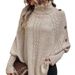 Women's Clothing Autumn And Winter High Collar Button Decoration Bat Sweater Cable Knit Sweater_ecoleips.com