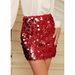 Verve International Station Sequin Women's Fashionable Sexy A-line Skirt Elegant Trendy High Waist_ecoleips.com