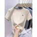 Women's Summer Knitted T-Shirt Short Sleeve Round Neck Embroidered Shoulder Block Base Layer Top_ecoleips.com