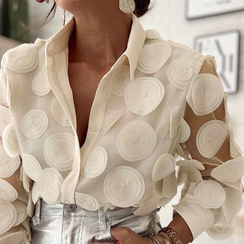 Women's Blouse 3/4 Length Sleeve Blouses Elegant Classic Style Solid Color_ecoleips.com