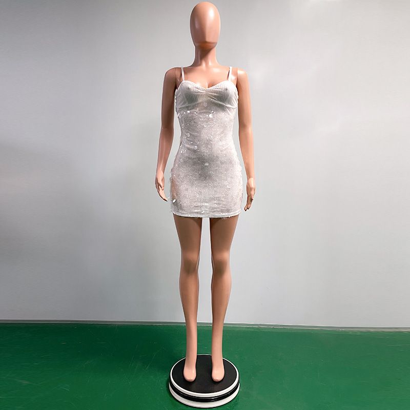 K High-end Women's Sleeveless Bodycon Dress With Large Sequins And Backless Straps Dress._ecoleips.com