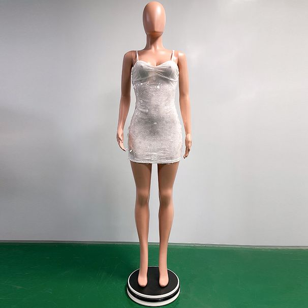 K High-end Women's Sleeveless Bodycon Dress With Large Sequins And Backless Straps Dress._ecoleips.com