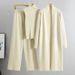 New Lazy Temperament Knitted Suit Sleeveless Vest Sweater Cardigan Pants Three Piece Set_ecoleips.com