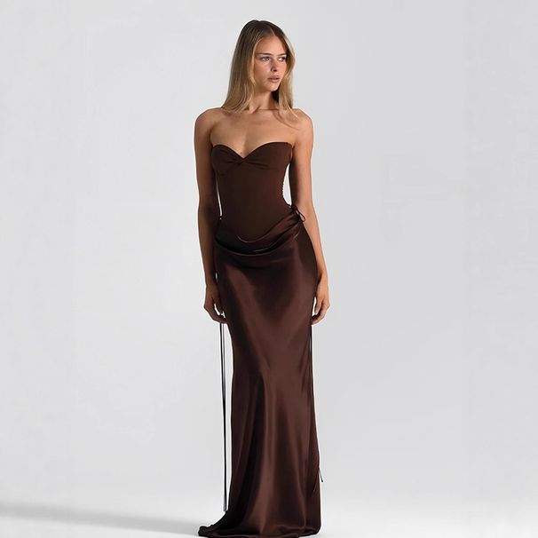 European And American Cross-border Women's Fashion Spring-summer New Style Solid Color Slim-fit Sexy Waist-cinching_ecoleips.com