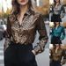 Women's Sexy Leopard Print Shirt Single Breasted Long Sleeved Top American Style Spring Autumn New Fashion_ecoleips.com