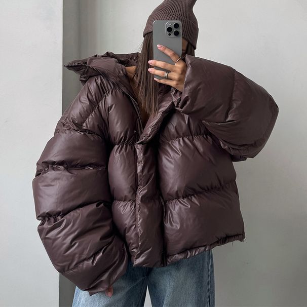 girl European And American Cross-Border Jacket For Women 2025 Winter New Fashion Trend Loose Hooded Warm Solid Color Cotton_ecoleips.com