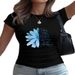 Slim Fit Women's Short T-Shirt Fresh Cute Print European American Summer New Style Cross Border Spot Goods Sexy_ecoleips.com