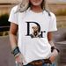 Women's Casual Short Sleeve T-Shirt With Letter Print - Stylish Round Neck Cotton Blend Tee For Summer - Streetwear Fashion (Multiple Colors & Sizes)_ecoleips.com