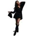 Women's Clothing Summer New Style Temperament Design V-neck Ruffled Trumpet Sleeve Short Dress_ecoleips.com