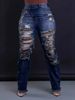 "Tassel-Trim Straight Leg Jeans - Elastic Waist Winter Denim Pants For Women (Blue/Dark Blue, S-XXL)"_ecoleips.com