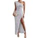 2023 Sexy Strapless Mermaid Floor-Length Sequin Slit Dress European And American Women's Fashion INS_ecoleips.com