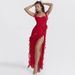 Summer Fashionable Ruffled Patchwork Dress for Women Sexy Elegant Slit European American Style Cross Border New 2025_ecoleips.com