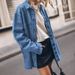 2025 Women's Clothing European And American Vintage Long-Sleeve Denim Jacket Blue Large Pocket Loose Casual Shirt_ecoleips.com