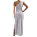 European And American Style New Women's 2025 Spring Cross-Border Fashion Sexy Sequin One-Shoulder Sleeveless Slit Color_ecoleips.com